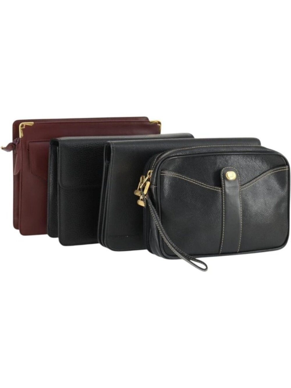 Christian Dior Valentino Dunhill Cartier Bag Leather 4 Set Bordeaux